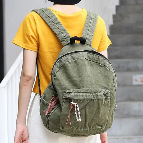 Trendy Canvas Backpack with Stylish Braided Details